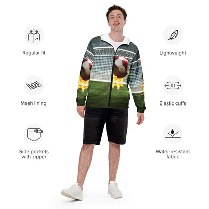 Blazing Soccer Ball- All Over Print Adult Man or Woman Windbreaker