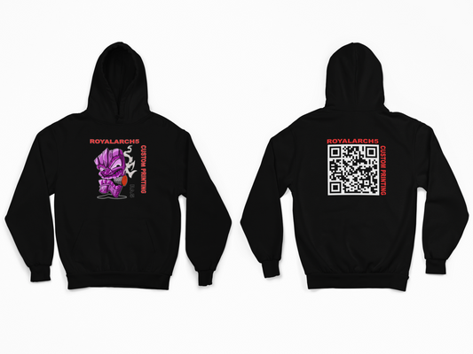 Custom QR Code- Front And Back Print Unisex Adult Hooded Long Sleeve Sweatshirt