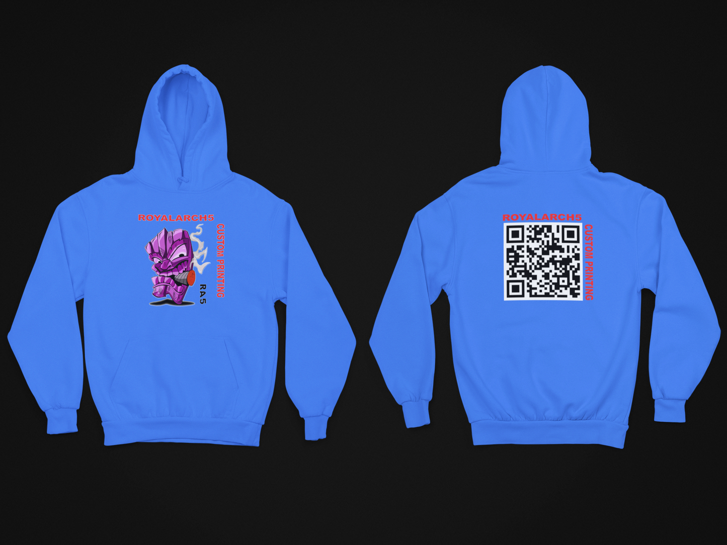 Custom QR Code- Front And Back Print Unisex Adult Hooded Long Sleeve Sweatshirt