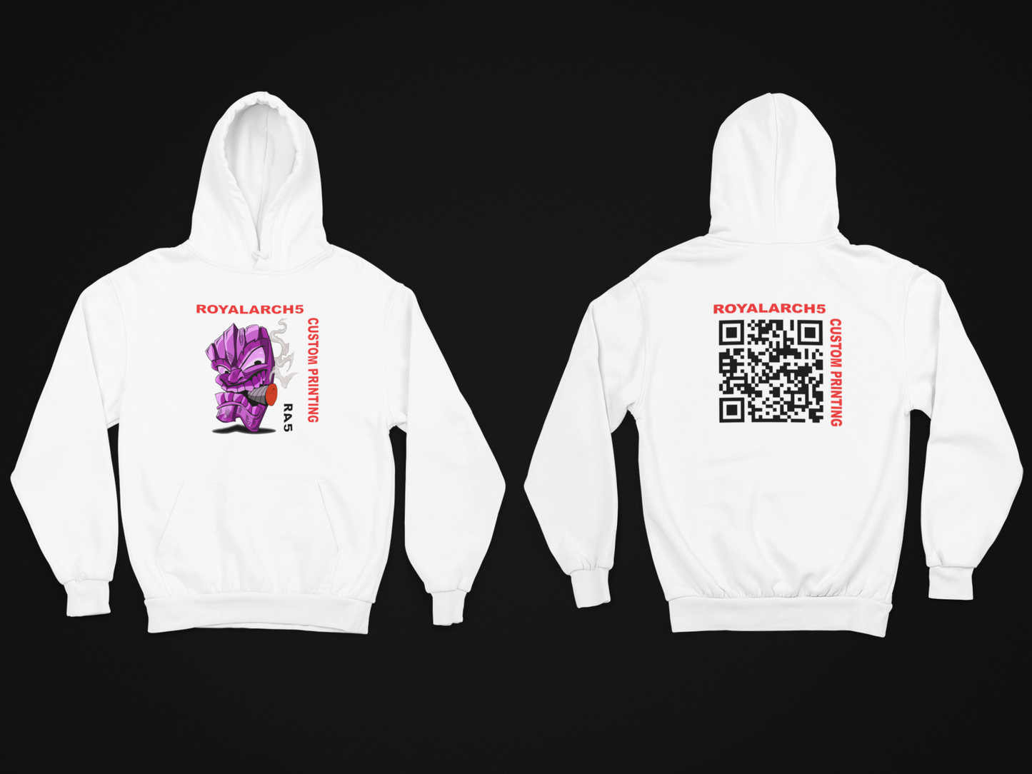 Custom QR Code- Front And Back Print Unisex Adult Hooded Long Sleeve Sweatshirt