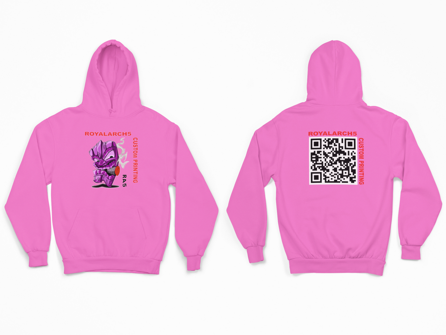 Custom QR Code- Front And Back Print Unisex Adult Hooded Long Sleeve Sweatshirt