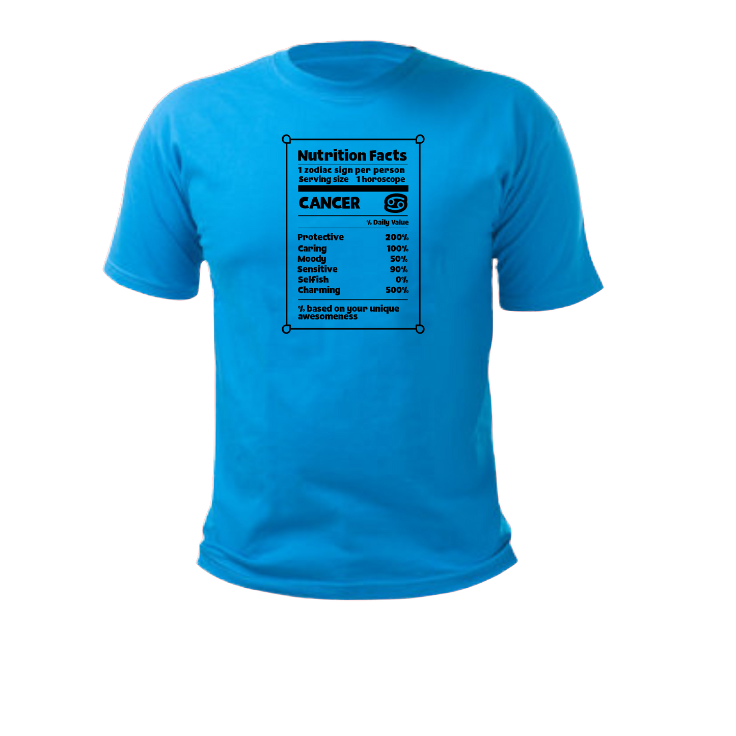 Cancer Zodiac Nutrition Facts -Man Or Woman Adult Short Sleeve T-shirt