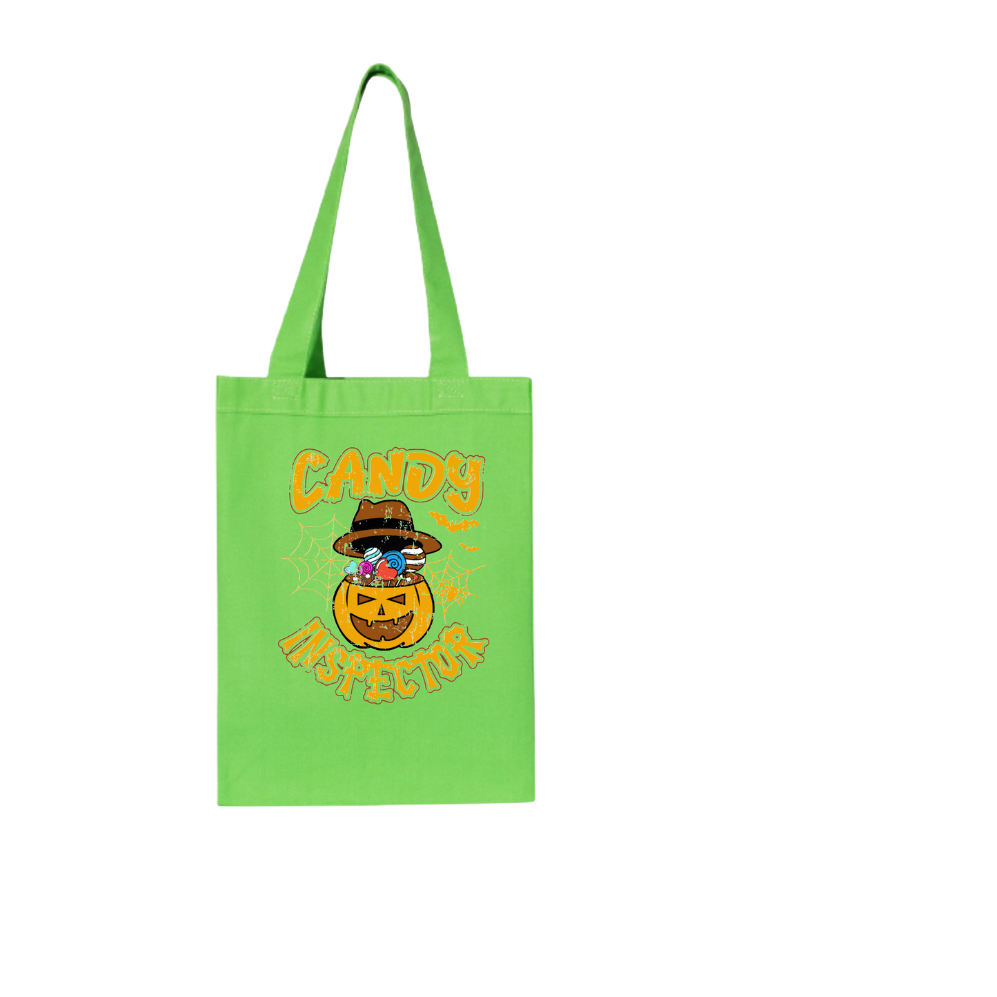 Candy Inspector w/ Jack-O' Lantern- Two Side Printed- Reusable Tote Bag - Halloween