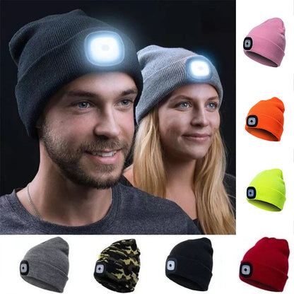 LED Light Knit Hat Button Cell Type Knitted Hat With Light For Teens, Adults, Man, Woman