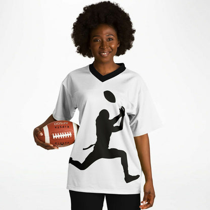 Silhouetted Receiver Making The Catch- Front And Back Print Man Or Woman Football Jersey