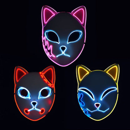 Luminous Line LED Cat Face Mask For Parties Or Stage Dancers- Adult Man or Woman