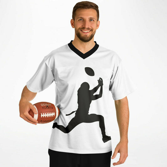 Silhouetted Receiver Making The Catch- Front And Back Print Man Or Woman Football Jersey