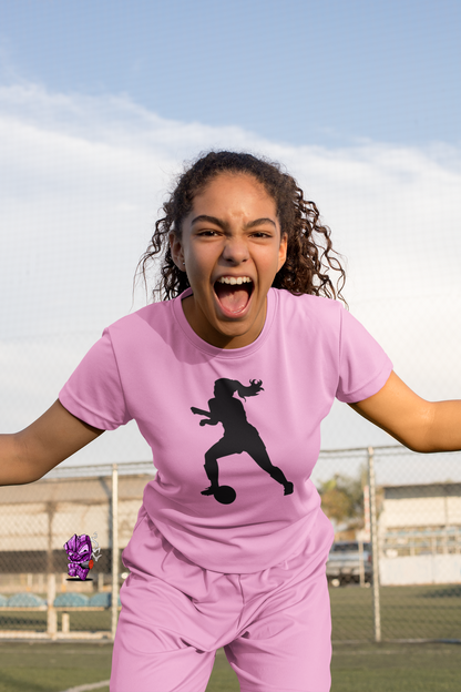 Silhouette Print Of A Woman Playing Soccer- Unisex Adult Man Or Woman Short Sleeve T-shirt