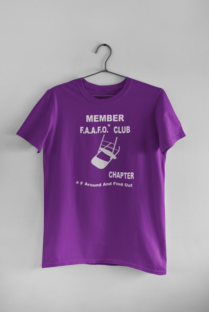 MEMBER F.A.A.F.O. CLUB With Damaged Folded Chair Print-Adult Man/ Woman Short Sleeve T-Shirt, Commemorating The Montgomery Brawl, Add your State Chapter