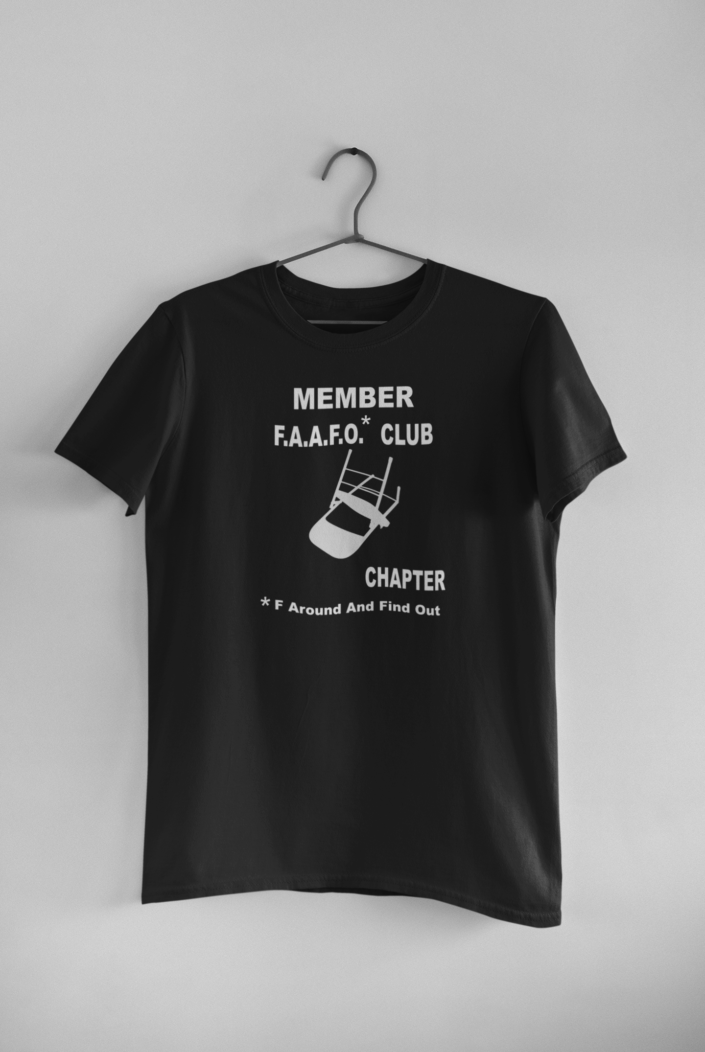 MEMBER F.A.A.F.O. CLUB With Damaged Folded Chair Print-Adult Man/ Woman Short Sleeve T-Shirt, Commemorating The Montgomery Brawl, Add your State Chapter