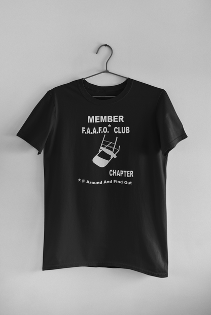 MEMBER F.A.A.F.O. CLUB With Damaged Folded Chair Print-Adult Man/ Woman Short Sleeve T-Shirt, Commemorating The Montgomery Brawl, Add your State Chapter