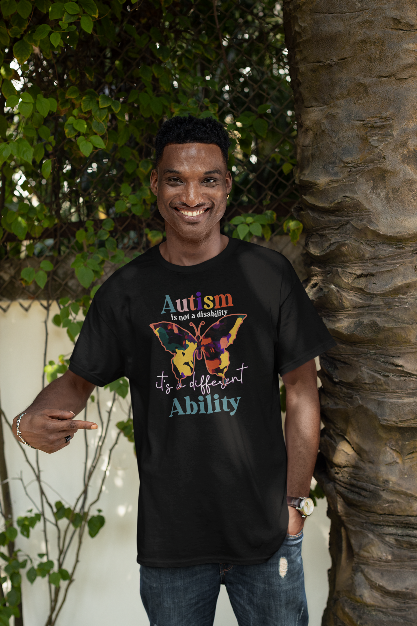 Autism It's Not A Disability It's A Different Ability- Adult Unisex Cotton Crew Tee