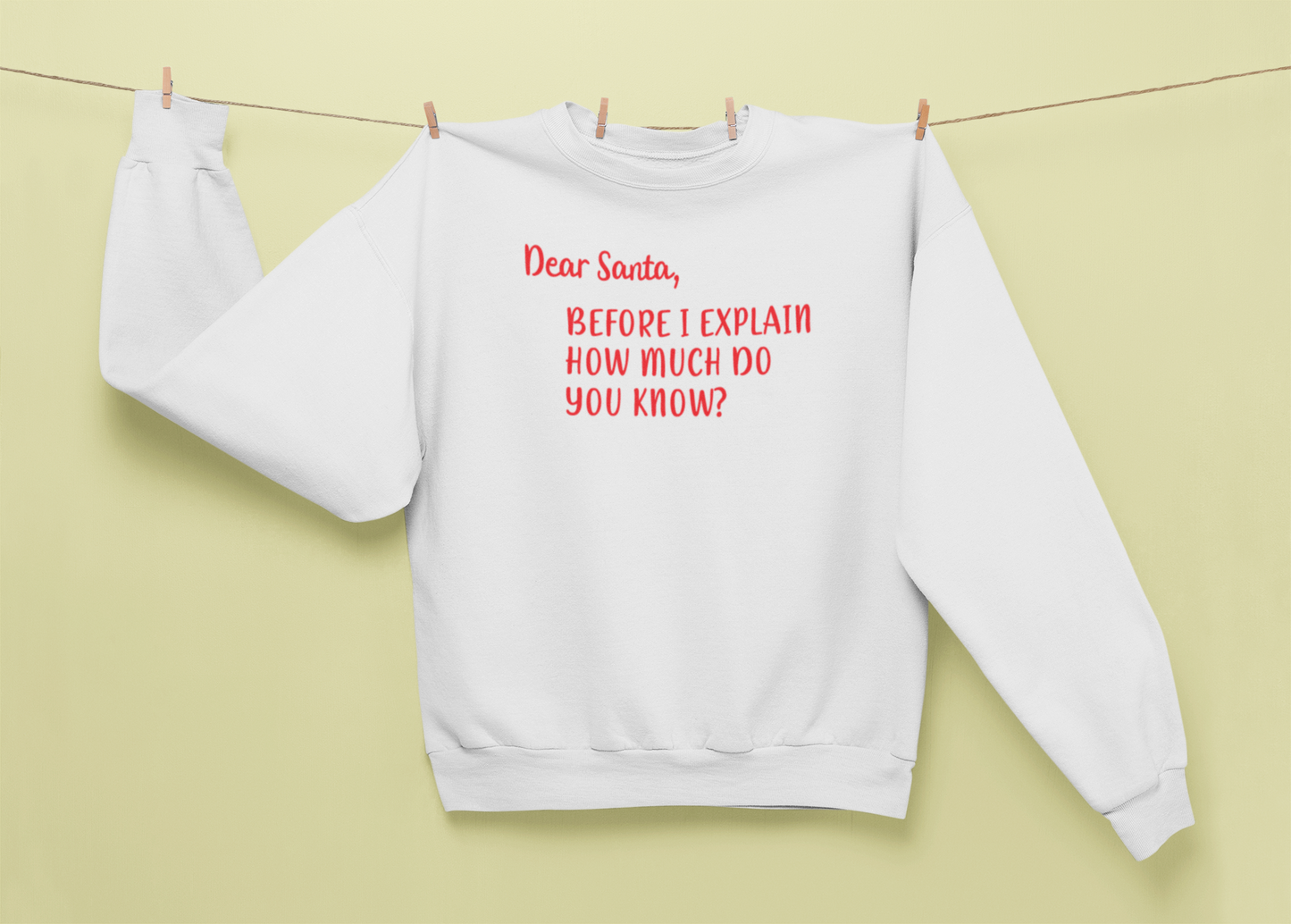 Dear Santa, Before I Explain How Much Do You Know?- Man or Woman Adult Sweatshirt