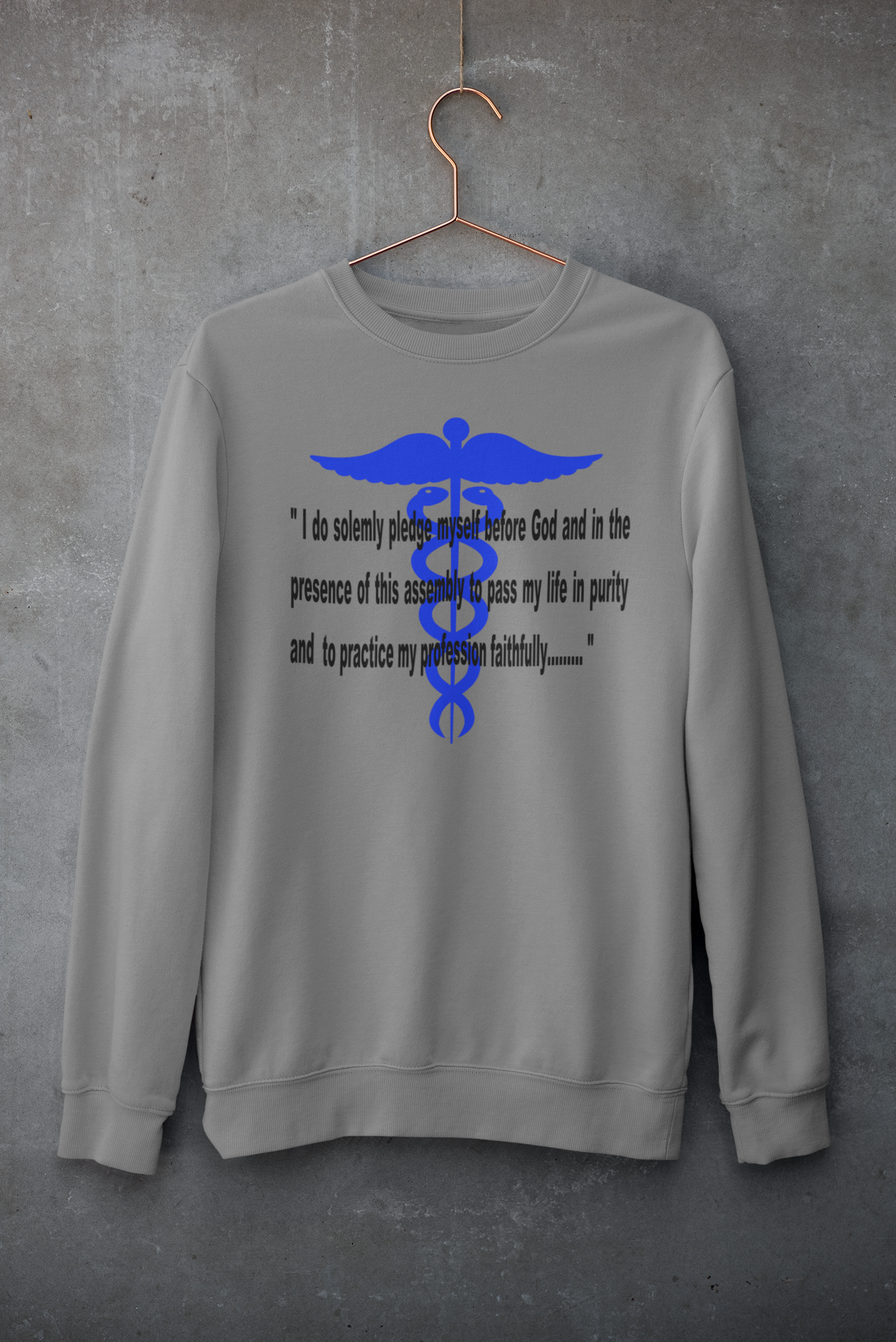 Medical Caduceus Symbol w/ Creed - Adult Man or Woman Heavy Blend Long Sleeve Sweatshirt