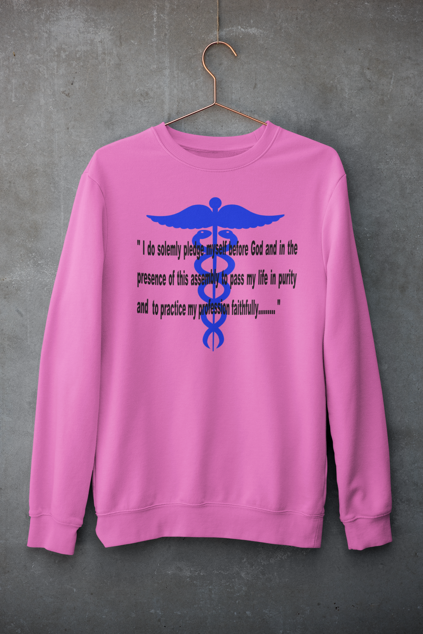 Medical Caduceus Symbol w/ Creed - Adult Man or Woman Heavy Blend Long Sleeve Sweatshirt