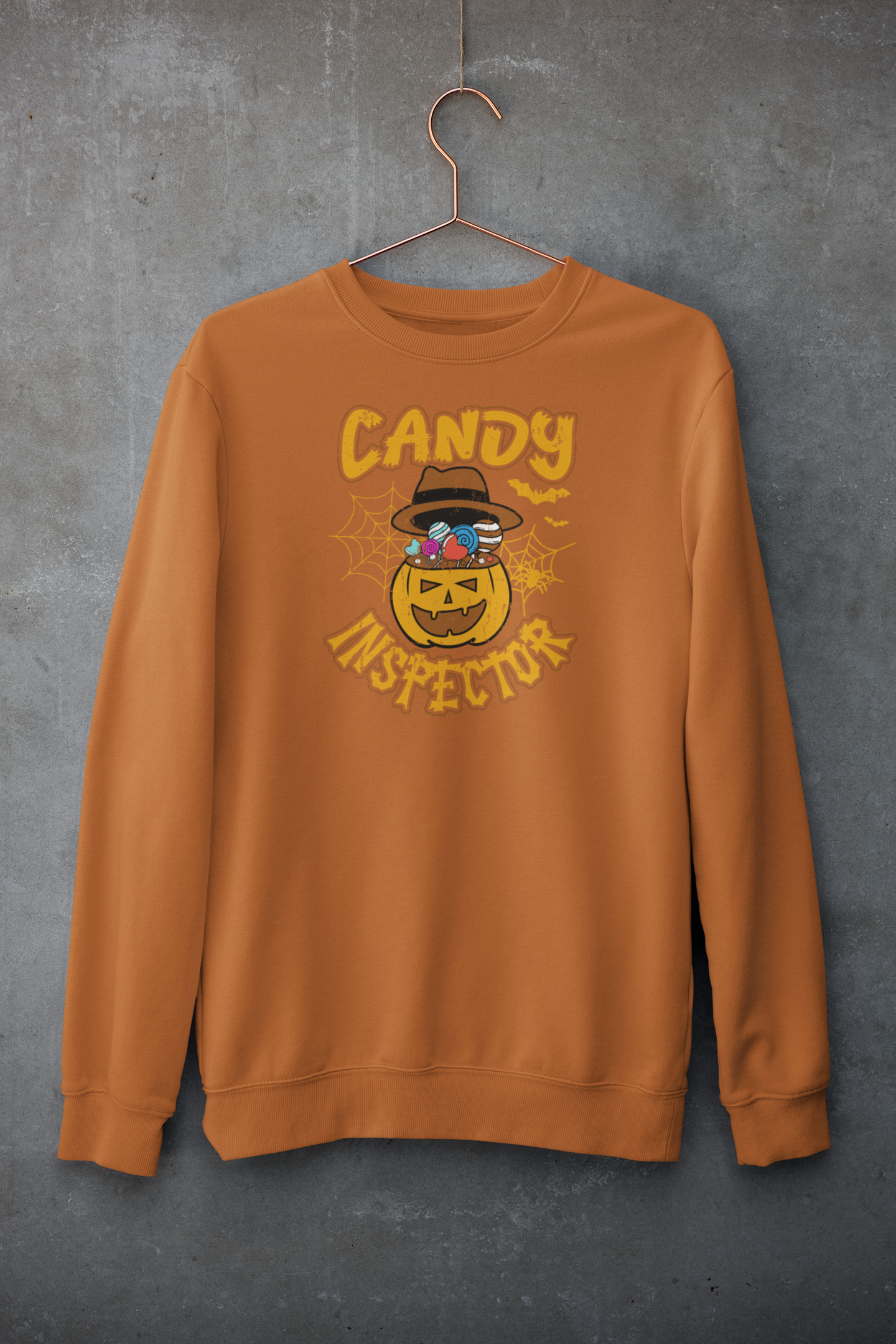 Candy Inspector w/ Jack-O' Lantern Printed Adult Sweatshirt- For Man Or Woman Adult For Halloween