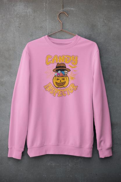 Candy Inspector w/ Jack-O' Lantern Printed Adult Sweatshirt- For Man Or Woman Adult For Halloween