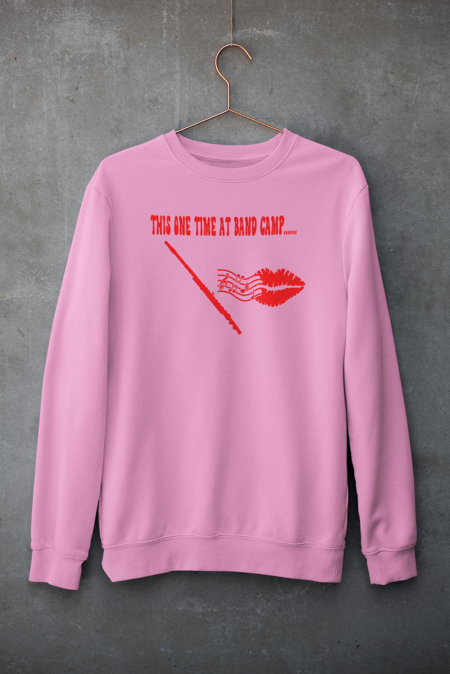 This One Time At Band Camp' Printed with Flute and Lips- Adult Long Sleeve Sweatshirt