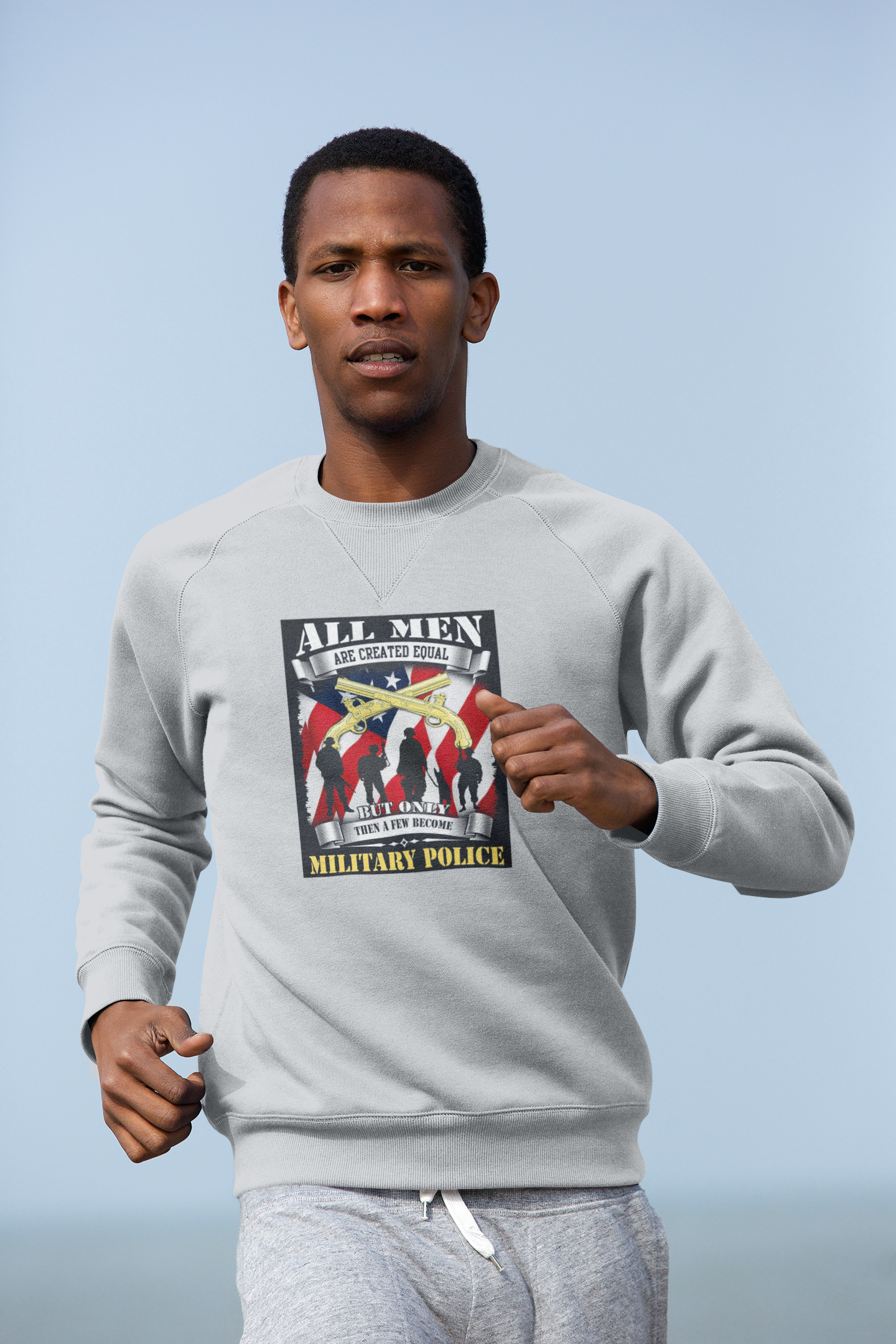 All Men Are Created Equal' Military Police-  Adult Man or Woman Sweatshirt Unisex Heavy Blend™ Crewneck Sweatshirt