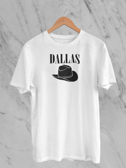 Cowboy Hat- Dallas Printed- Adult Man or Woman Adult Short Sleeve T-shirt