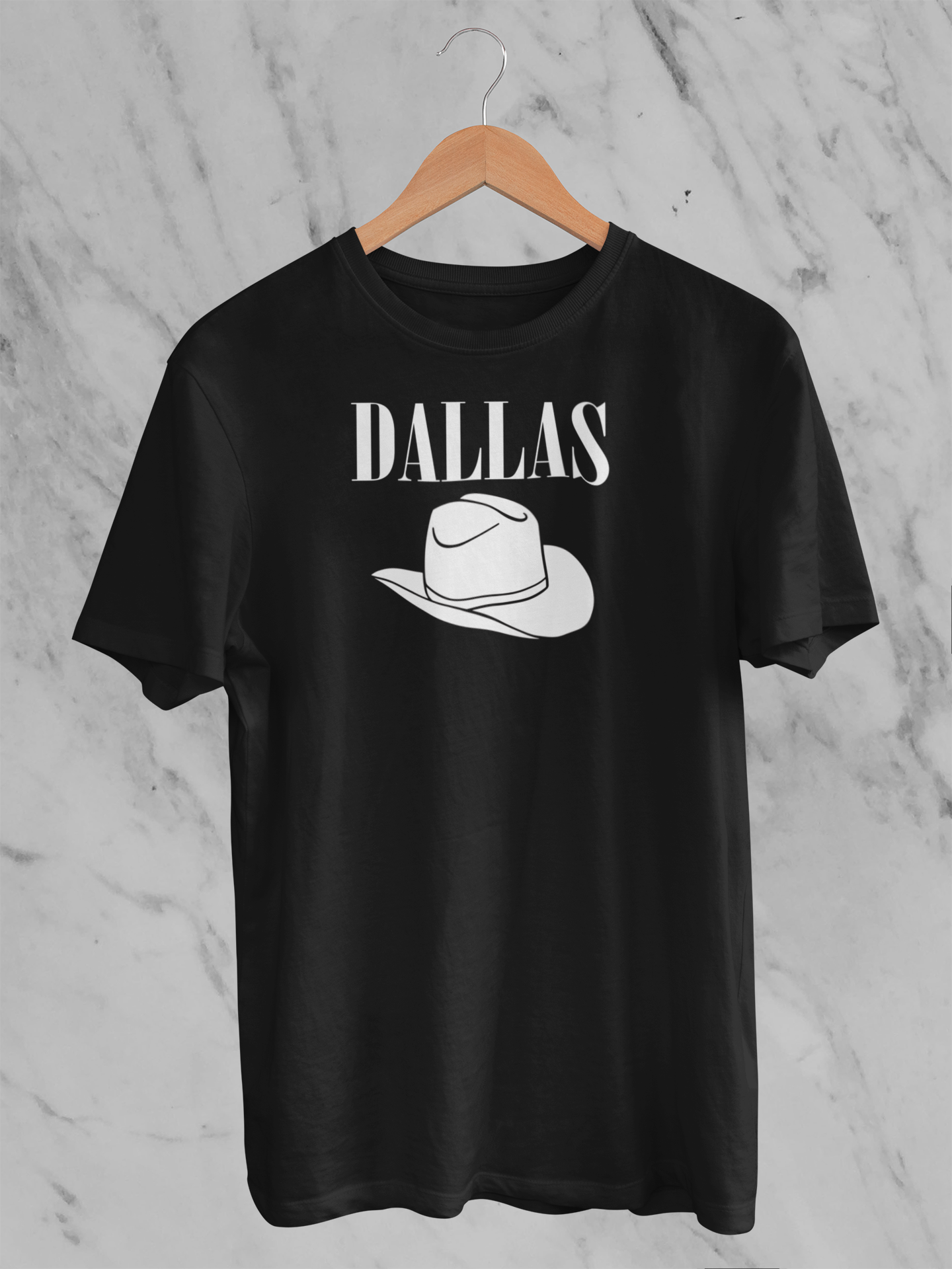 Cowboy Hat- Dallas Printed- Adult Man or Woman Adult Short Sleeve T-shirt