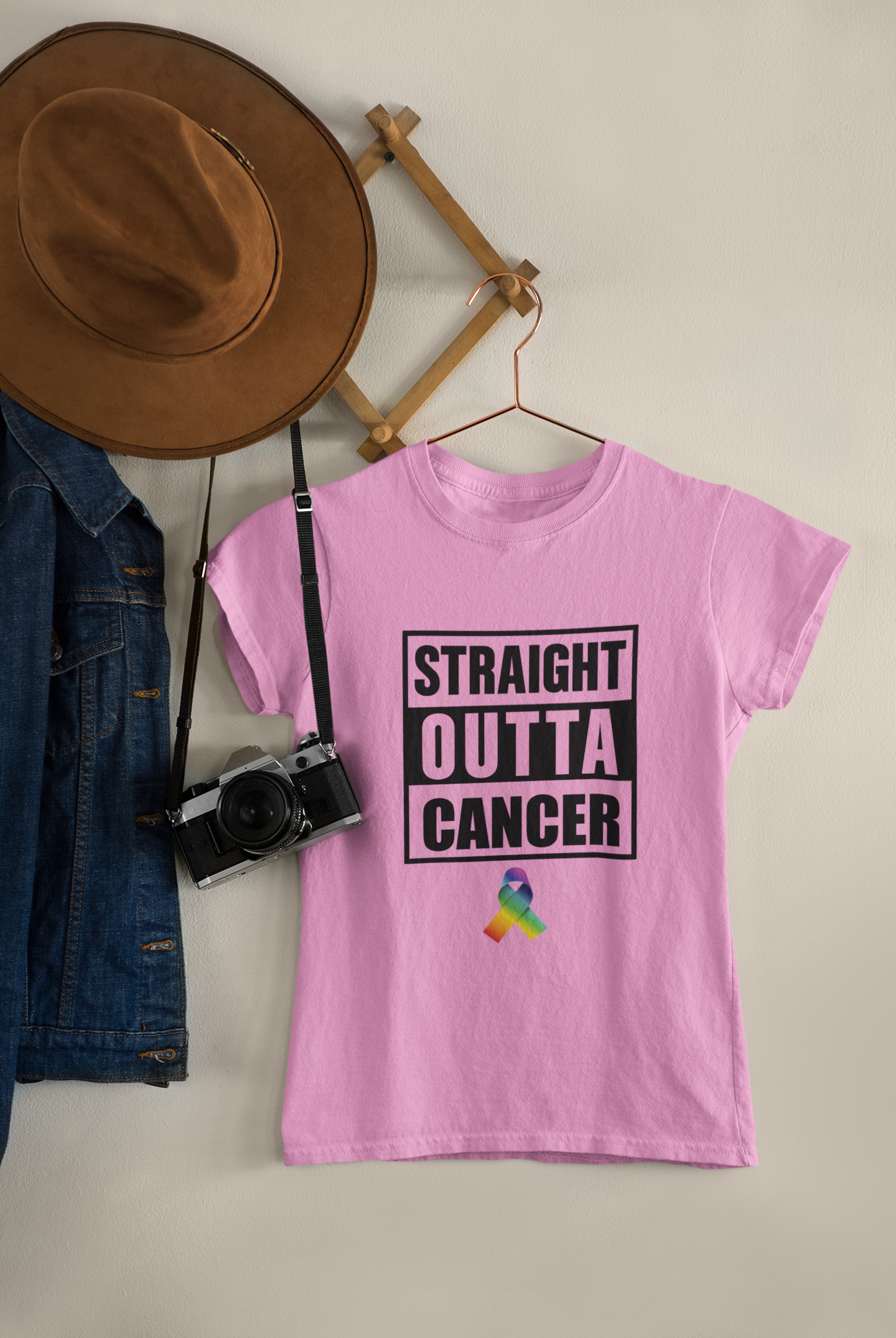 Stright Outta Cancer with Universal Cancer Ribbon - Boy or Girl Youth Heavy Cotton T-shirt