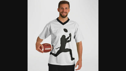 Silhouetted Receiver Making The Catch- Front And Back Print Man Or Woman Football Jersey