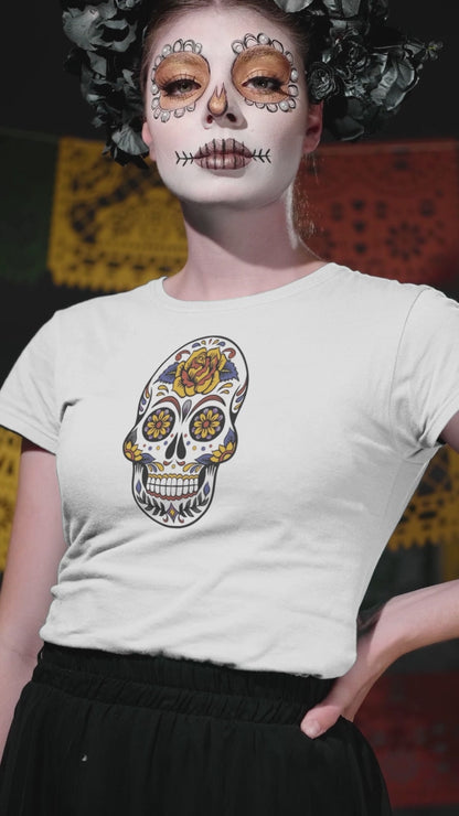 Day of the Dead (Dia De Los Muertos) or Halloween- Adult Man Or Woman Short Sleeve T-shirt