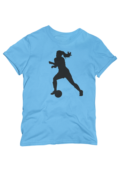 Silhouette Print Of A Woman Playing Soccer- Unisex Adult Man Or Woman Short Sleeve T-shirt