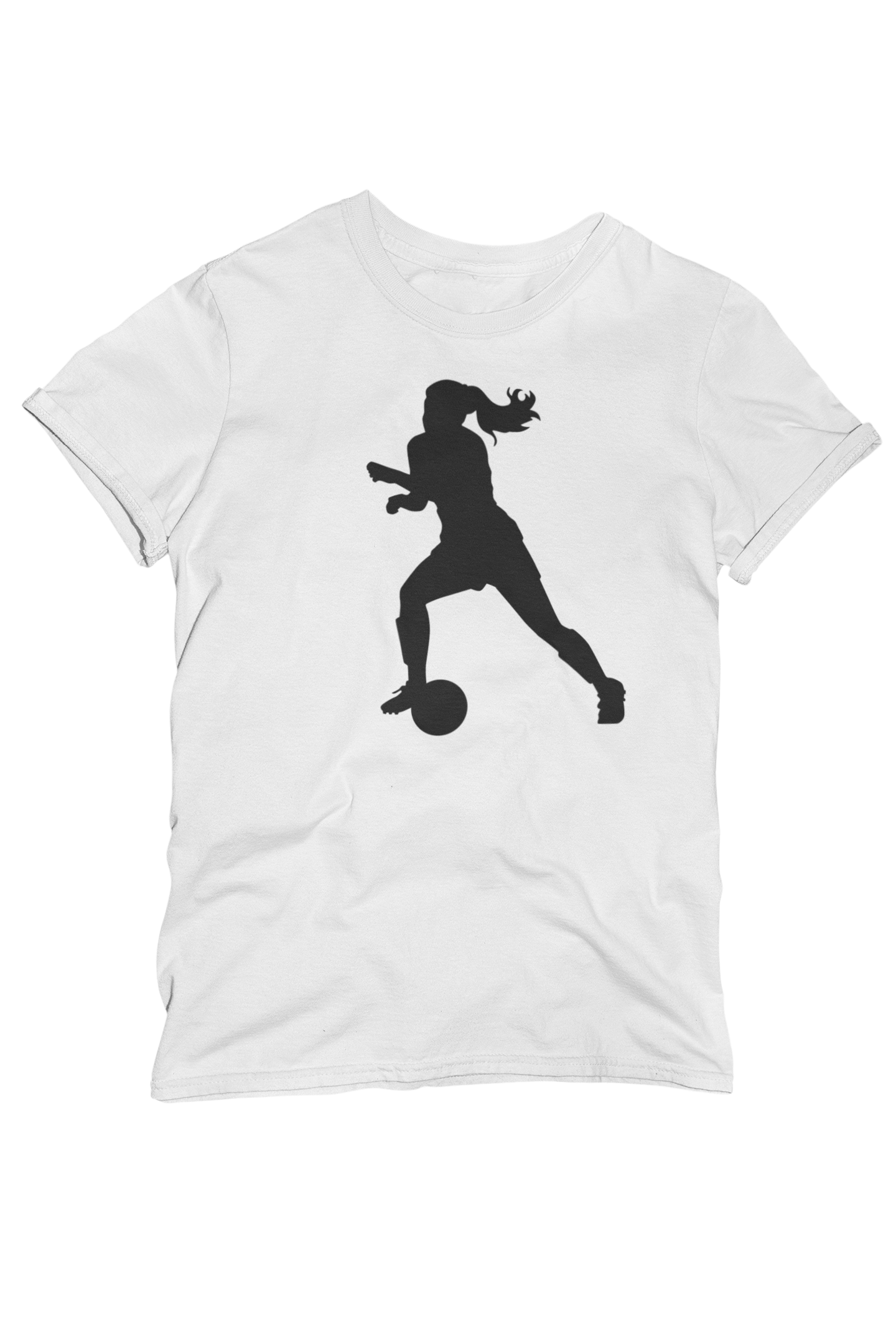 Silhouette Print Of A Woman Playing Soccer- Unisex Adult Man Or Woman Short Sleeve T-shirt