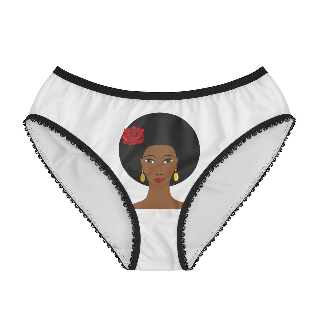 Woman With Afro Image, Women's Briefs Fun Wear With Image