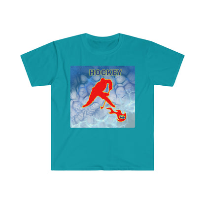 ' Melting Ice Hockey' Two Side Print Unisex Adult Softstyle T-Shirt