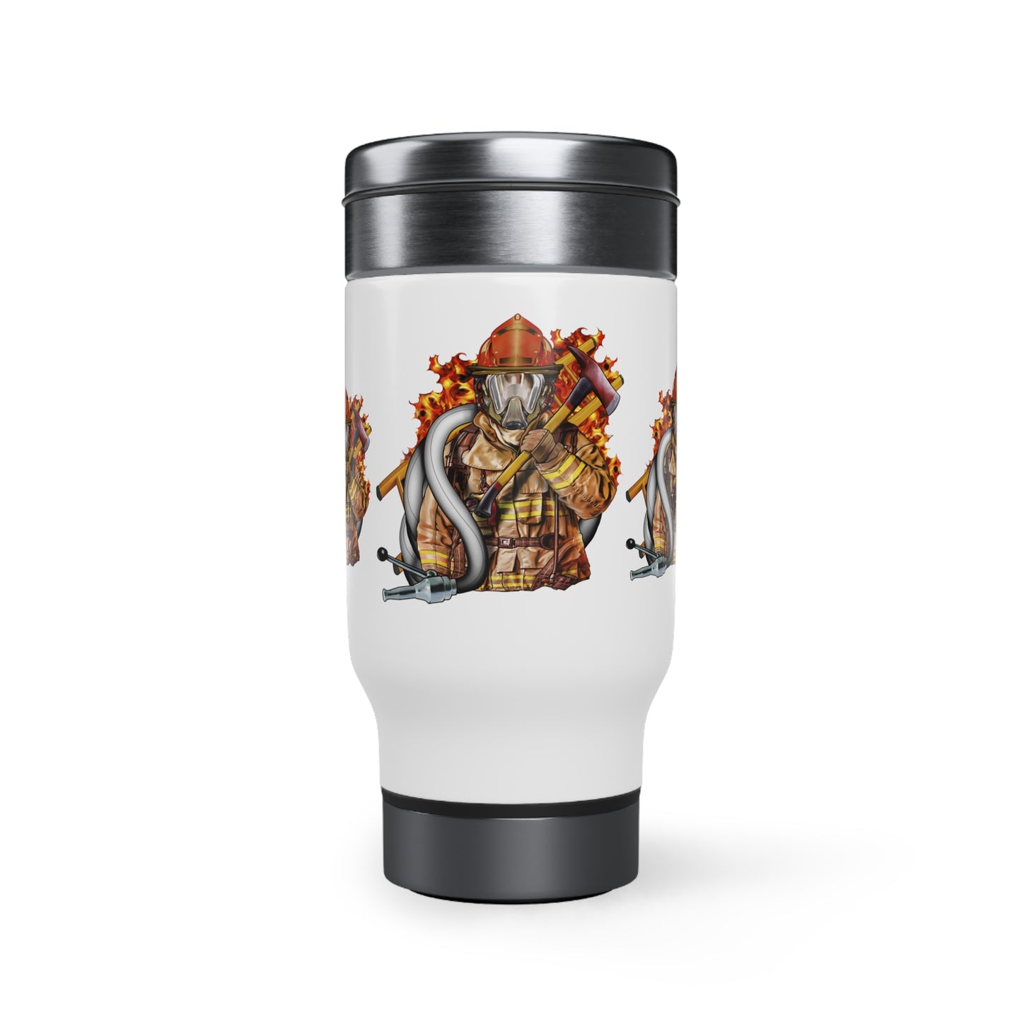 Fire Fighter -Stainless Steel Travel Mug with Handle, 14oz