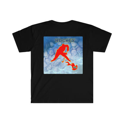 ' Melting Ice Hockey' Two Side Print Unisex Adult Softstyle T-Shirt