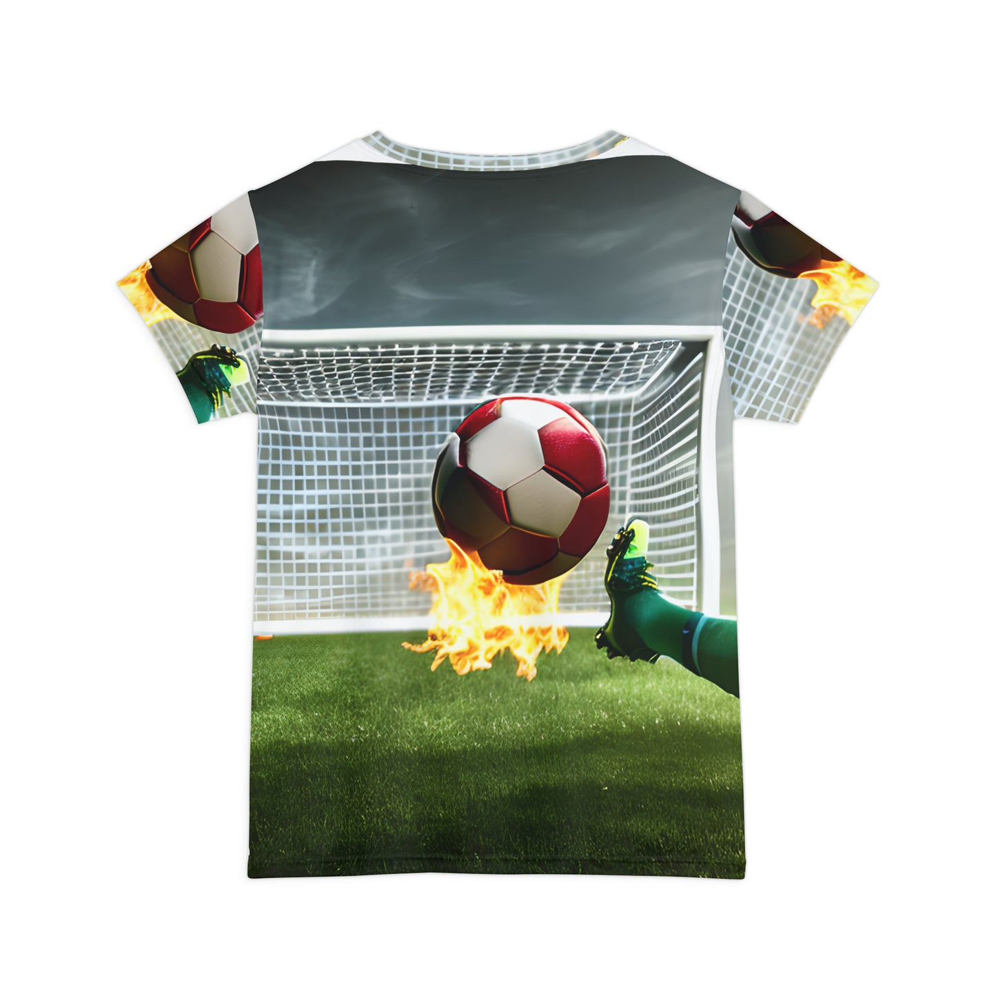 Blazing Soccer Ball - All Over Print Adult Women's Short Sleeve Shirt
