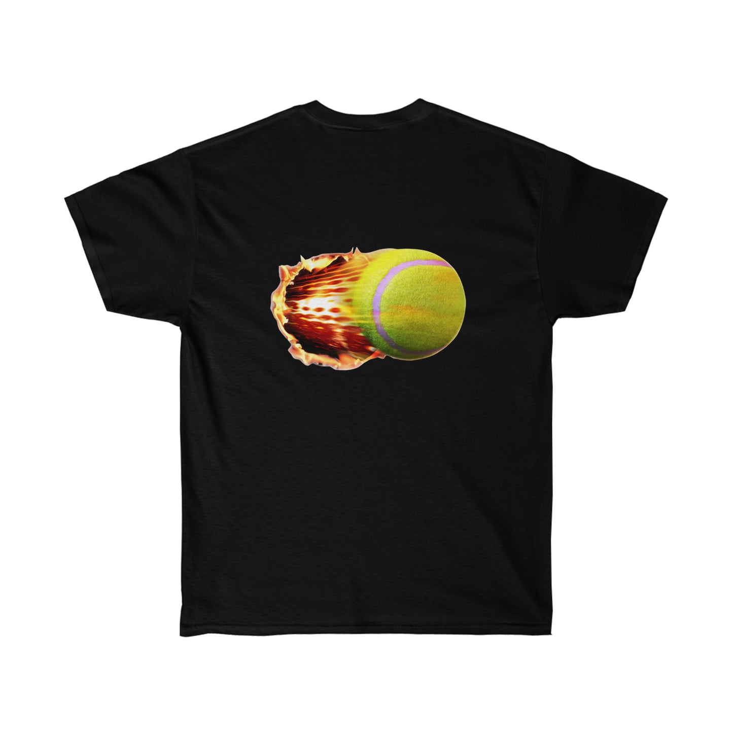 Fire Tennis Ball Camiseta de ultra algodón unisex Estampado en la parte delantera y trasera