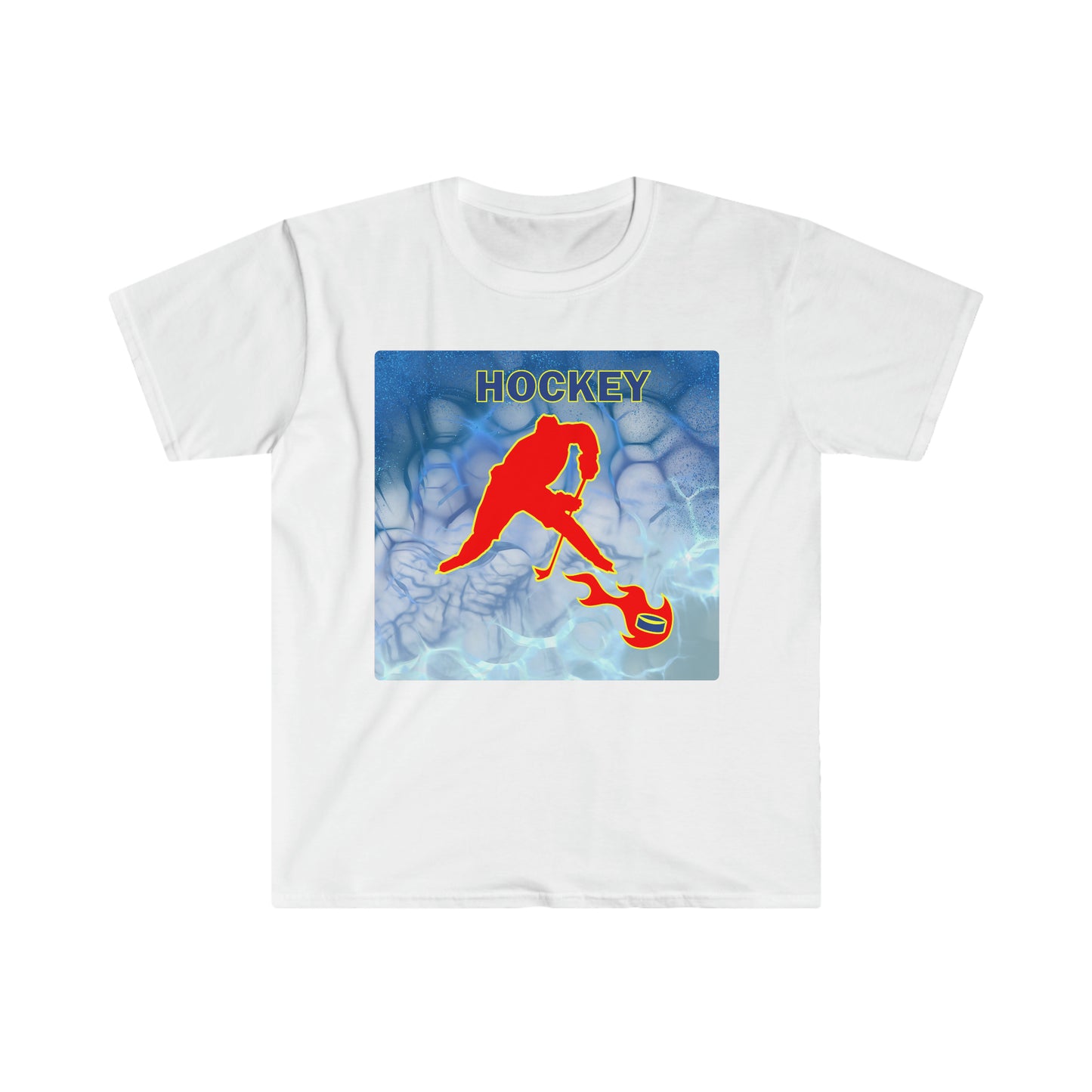 ' Melting Ice Hockey' Two Side Print Unisex Adult Softstyle T-Shirt