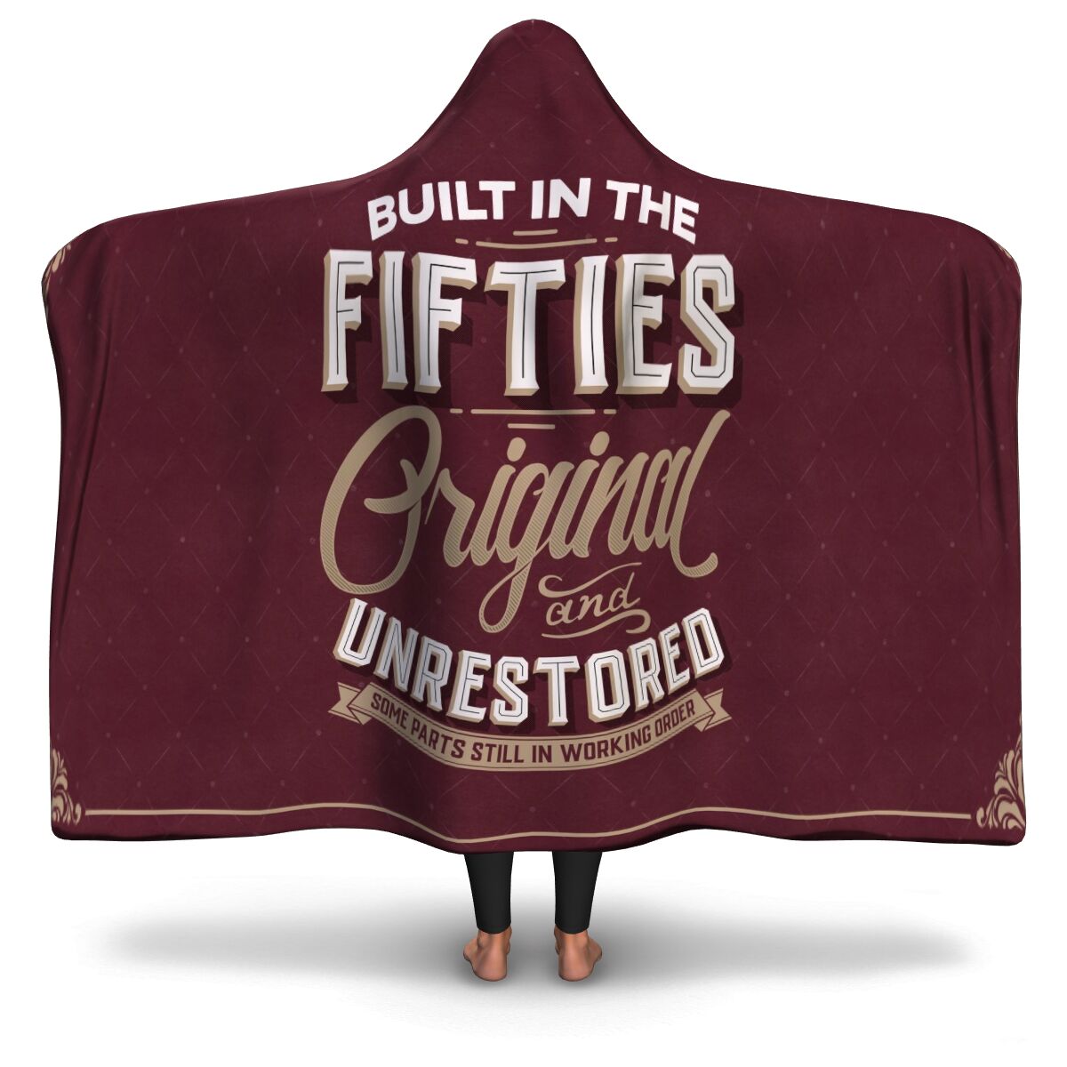 Built In The 50's Hooded Blanket 1950- Printed