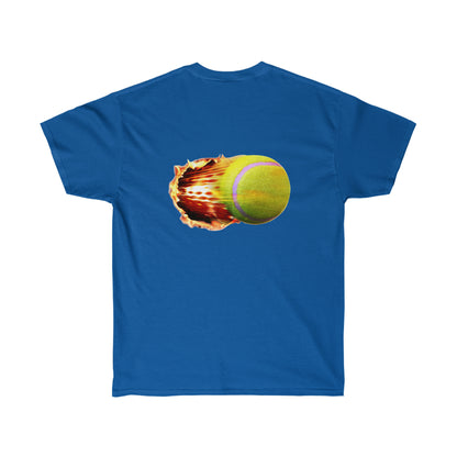 Fire Tennis Ball Camiseta de ultra algodón unisex Estampado en la parte delantera y trasera