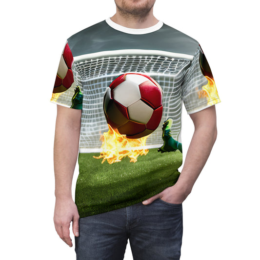 Blazing Soccer Ball - Adult Man or Woman Short Sleeve T-shirt