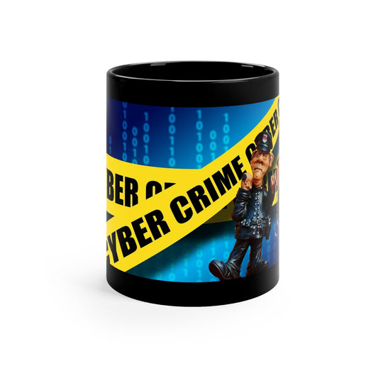 Taza negra Cyber ​​Crimes 11oz