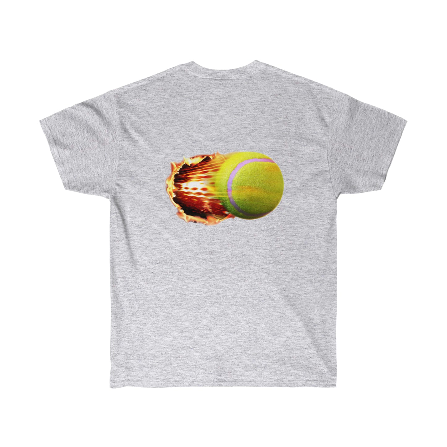 Fire Tennis Ball Camiseta de ultra algodón unisex Estampado en la parte delantera y trasera