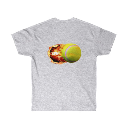 Fire Tennis Ball Camiseta de ultra algodón unisex Estampado en la parte delantera y trasera