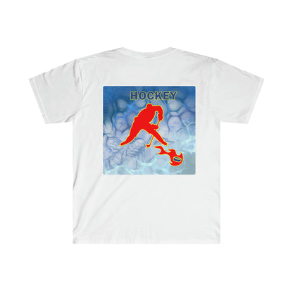 ' Melting Ice Hockey' Two Side Print Unisex Adult Softstyle T-Shirt