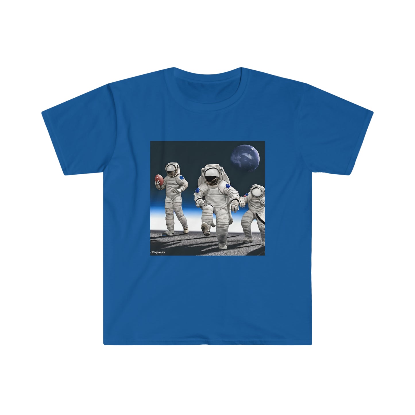 Space Football -One side print Adult Unisex Softstyle T-Shirt