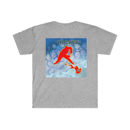 ' Melting Ice Hockey' Two Side Print Unisex Adult Softstyle T-Shirt