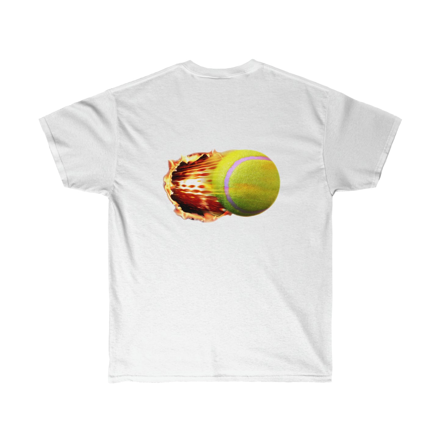 Fire Tennis Ball Camiseta de ultra algodón unisex Estampado en la parte delantera y trasera