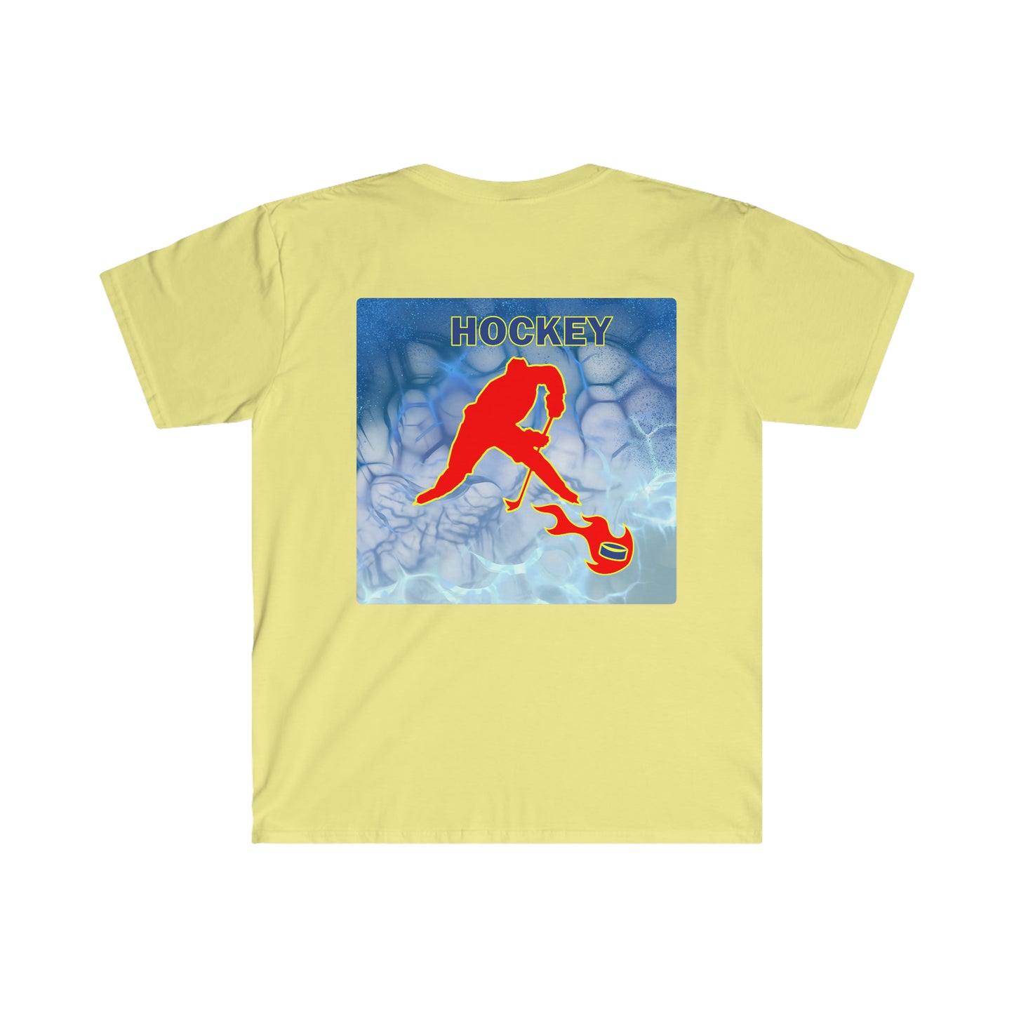 ' Melting Ice Hockey' Two Side Print Unisex Adult Softstyle T-Shirt