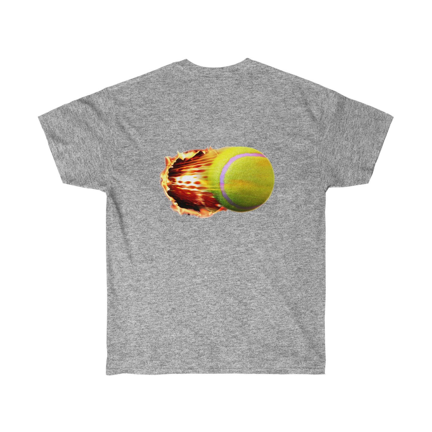 Fire Tennis Ball Camiseta de ultra algodón unisex Estampado en la parte delantera y trasera