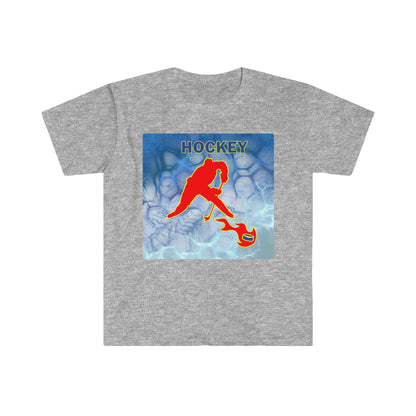 ' Melting Ice Hockey' Two Side Print Unisex Adult Softstyle T-Shirt